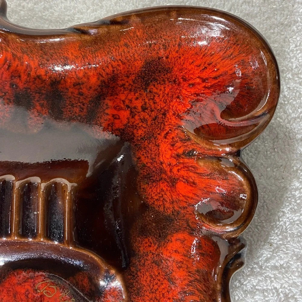 Vintage MCM K13 Canada McMaster Orange Brown Glaze Ceramic Ashtray Trinket Dish - Picture 5 of 12